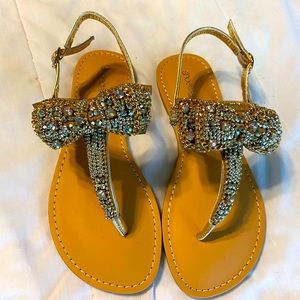 Shoe Dazzle Embellished Thong Sandals